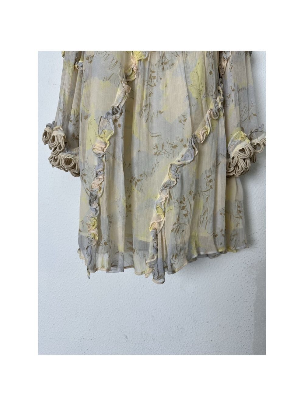Stevie May Anthropologie Floral Mini Dress XS Yellow Boho Ruffle Cottagecore - Picture 9 of 14